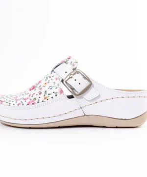 Chodak medyczny - Melisa Print Flowers White